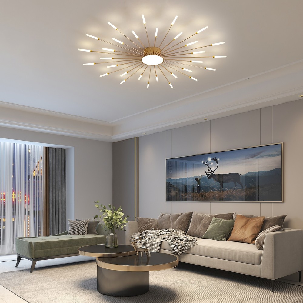 Gold Firework LED Ceiling Light 30+1, Smart Dimmable w/ APP & Remote