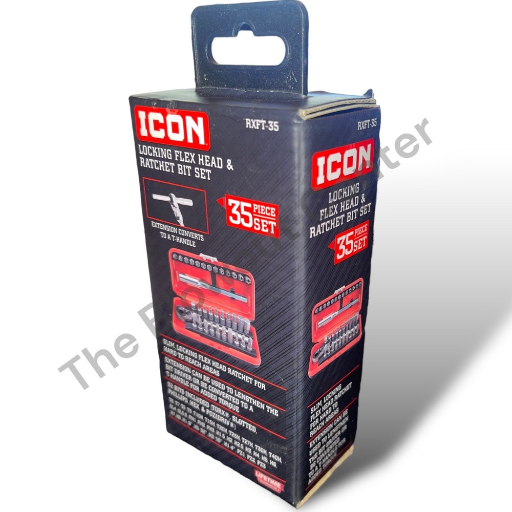 ICON RXFT-35 Locking Flex Head Ratchet Bit Set 35 Piece W/Protective Case