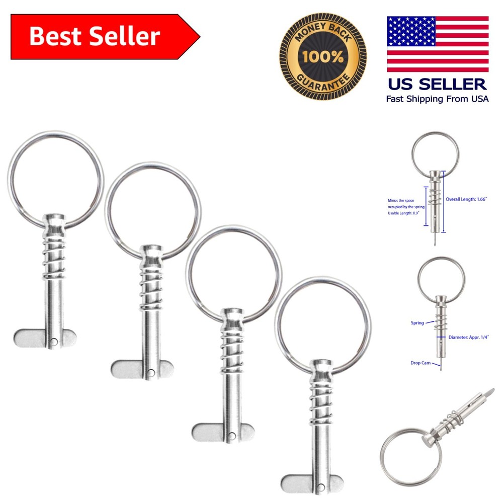 Effortless 4 Pack Quick Release Pins 1/4" Diameter - Marine Hardware Solution