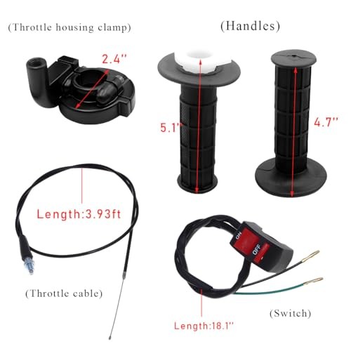 Twist Throttle Accelerator Handle Grips, Throttle Cable Kit for 50cc 90cc