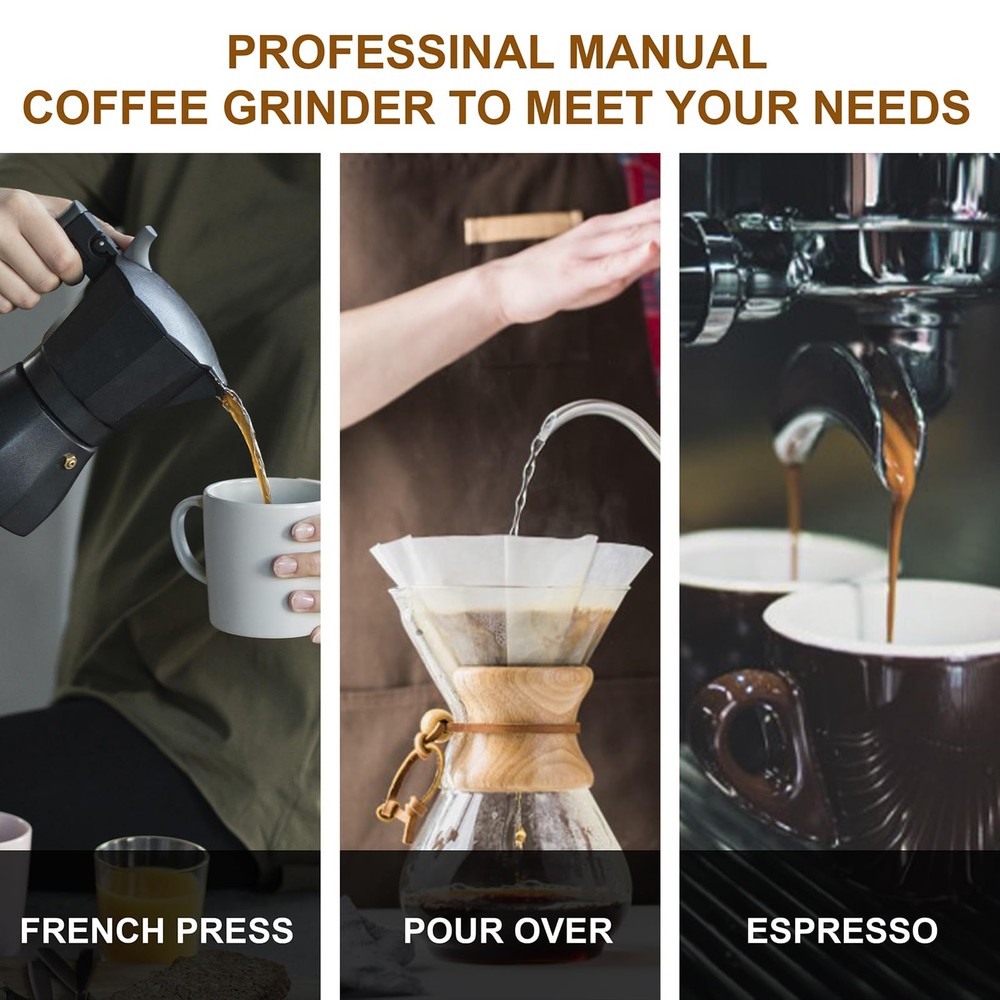 M6 Manual Coffee Grinder,Conical Hexagonal Burr Double Bearings for Smooth G...