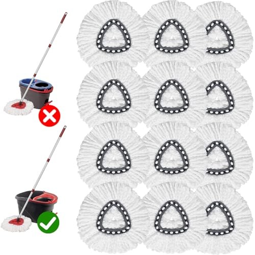 12-Pack Spin Mop Replacement Heads Compatible with Ocedar White-12pack(1-tank)