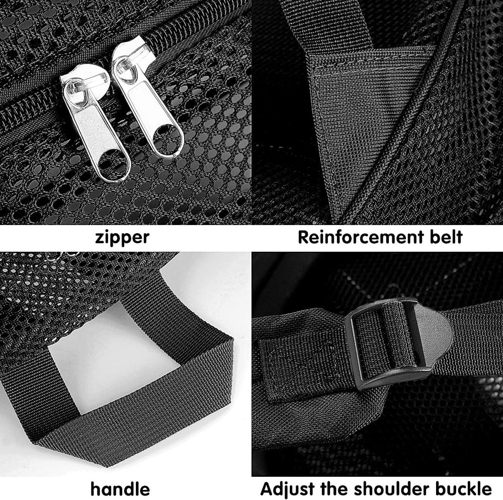 MCWTH Heavy Duty Mesh Backpack, See Through College Student Black