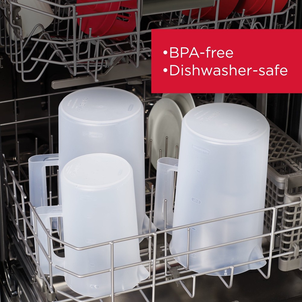 (2 pack) Pitcher, Plastic Pitcher, Clear/Red, 2 Quart, plastic, 2 quart