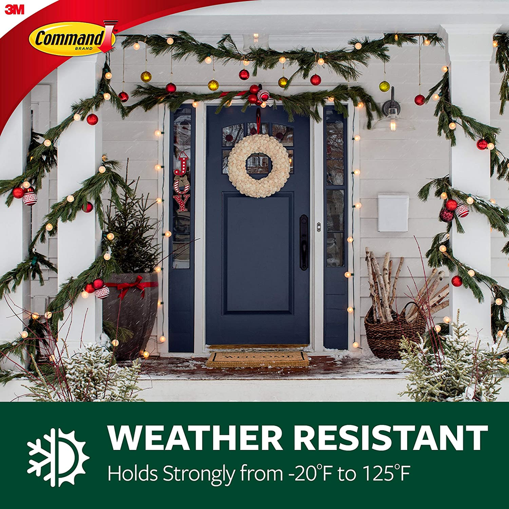 Command Outdoor Medium Terrace Hooks Black 3 lb Capacity Water-Resistant Stri...