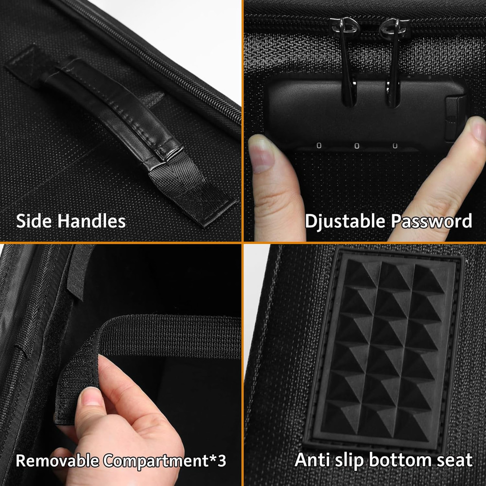 Vinyl Record Storage Box with Lock, Fireproof Waterproof Resistant Organizer