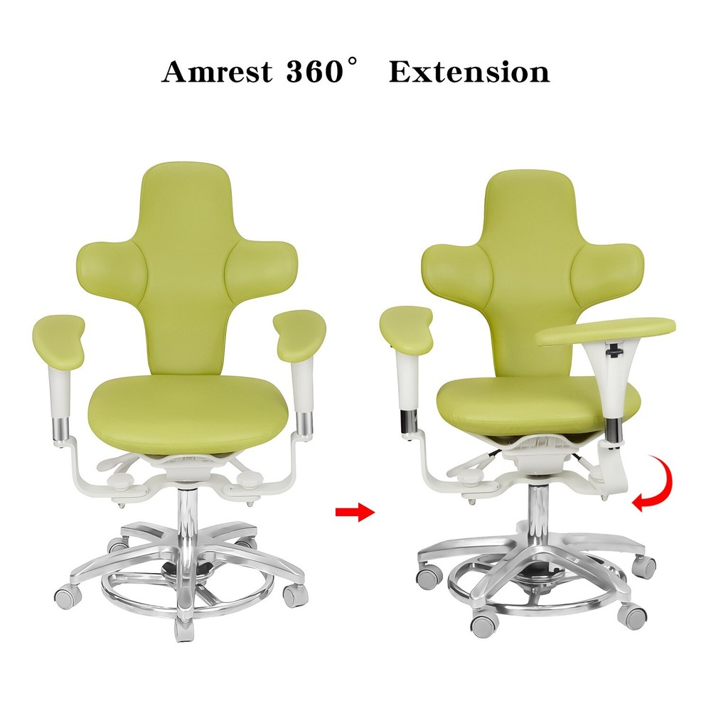 Ergonomic Dental Medical Dynamic Microscope Chair Stool Foot Controlled Green