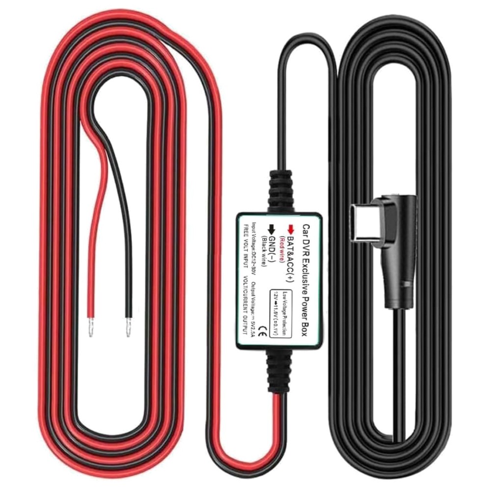 DC 12V-24V to 5V Dash Cam Hardwire Kit - Continuous Power Supply Solution