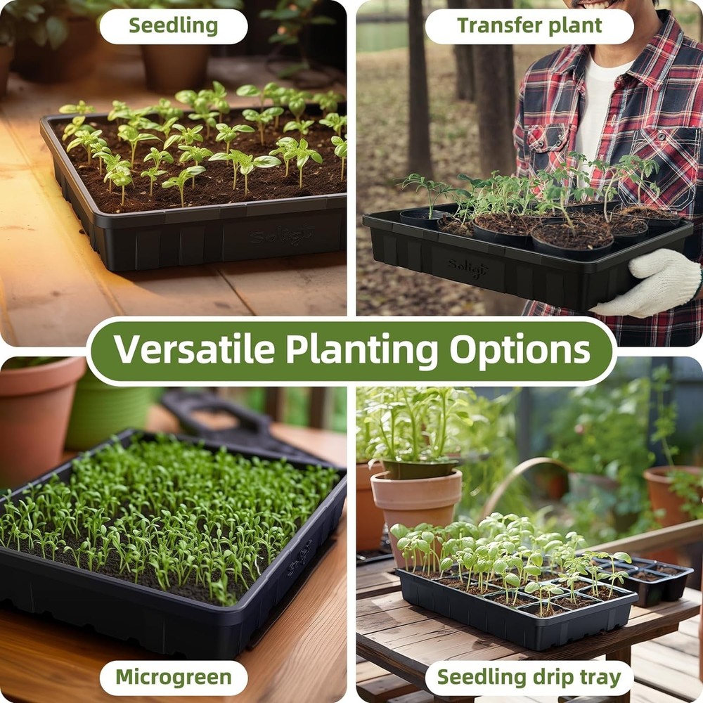 Extra Thick Heavy Duty 10 Pack Seed Starting Trays - Microgreens Growing Tray...