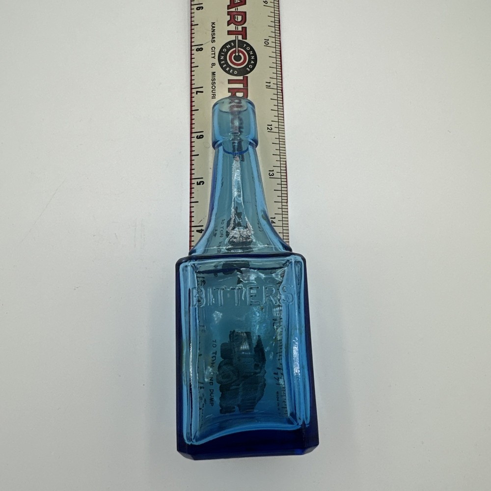 Blue Bitters Bottle Wheaton NJ 6" H 2" Base