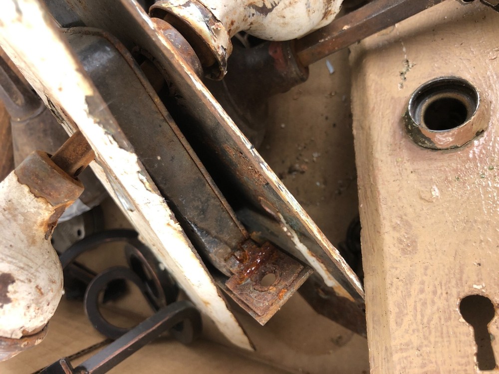 12 Pounds Mixed Miscellaneous Old Hardware Metal Stuff Locks Hooks Wheels Pulls