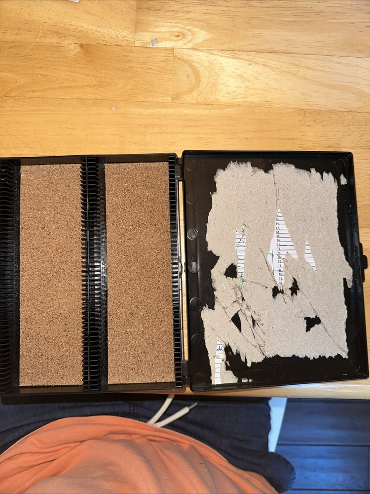 100-Place Slide Storage Boxes with Cork Lining, Microscope Slide Holder for Lab