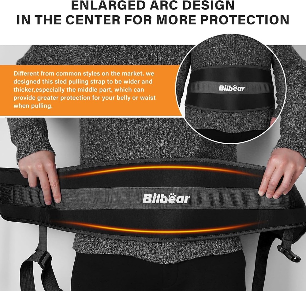 Bilbear Sled Pulling Belt,Adjustable Sled Training Waist Belt, Belt for Pulling