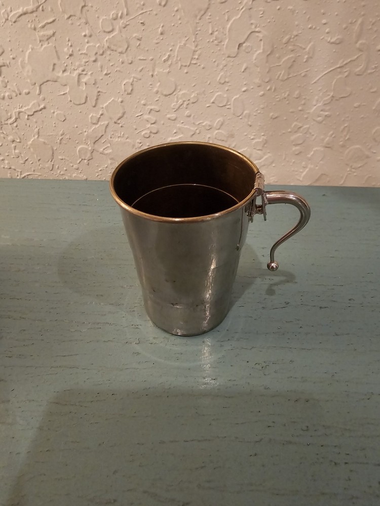 Antique German Collapsable Silver Cup W/Crocodile Leather Case, Hinged...
