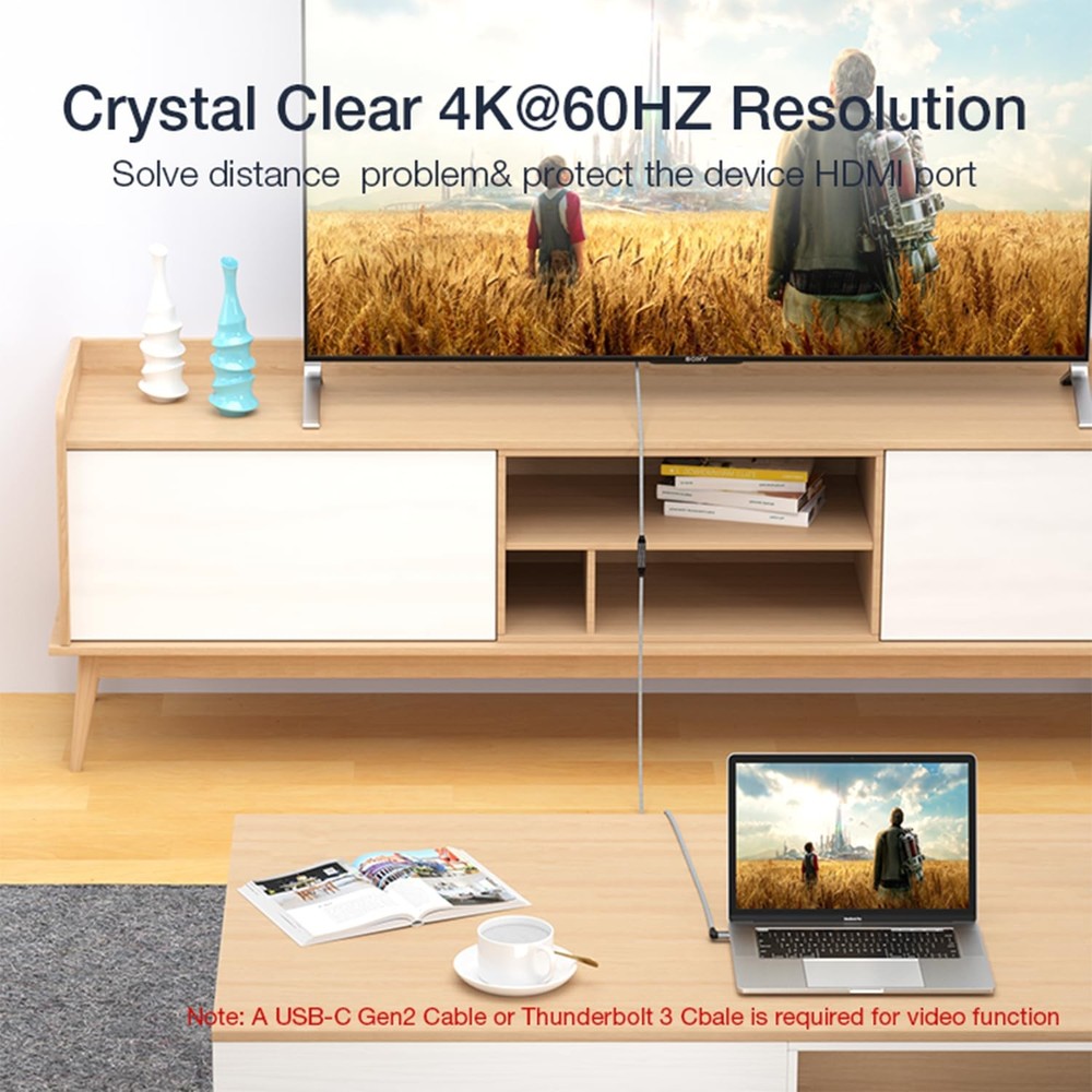 UseBean Right Angle USB C Extension Cable 3.3FT, 90 Degree USB-C GRAY