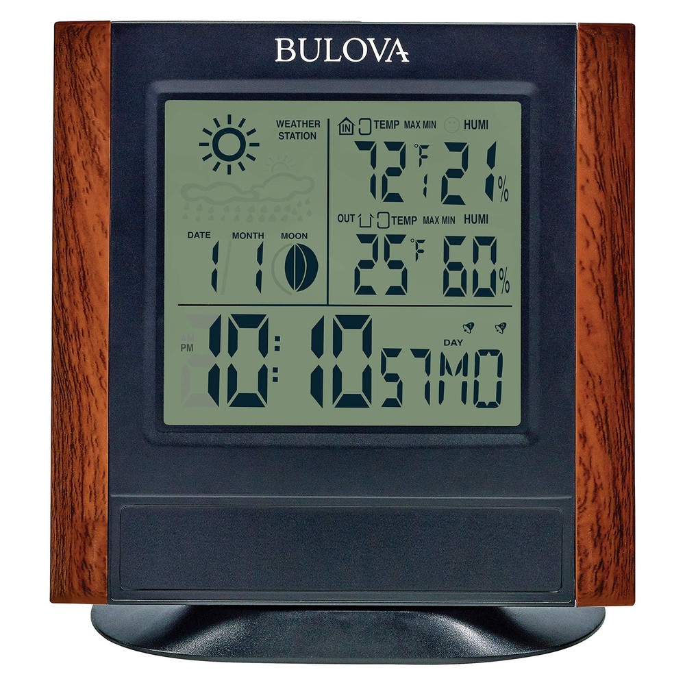 Bulova Forecaster Versatile Tabletop Clock, Brown & Black, B1708