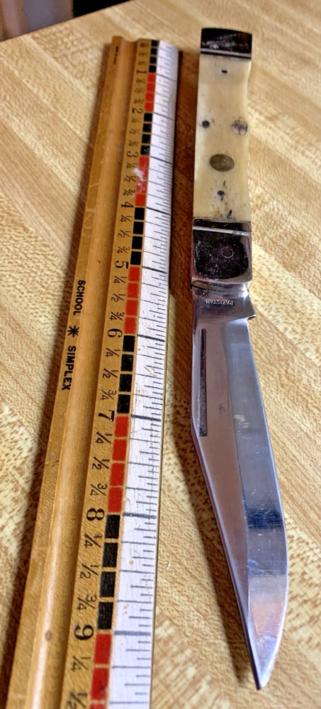 Folding Hunter Large  Clasp Knife Muzzleloader Patch Hunting Knife Natural Bone