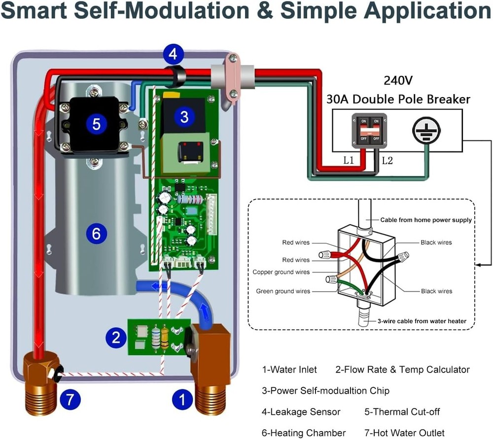 Calentador De Agua Sin Tanque LCD Electrico 5.5kW 220V US Para Cocina Ducha Casa