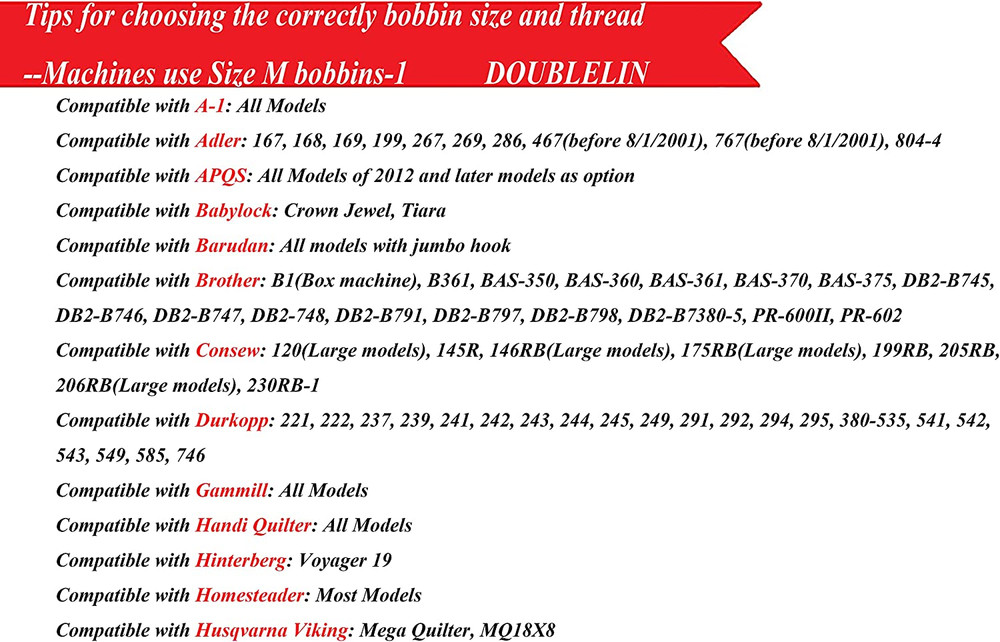 DOUBLELIN Prewound Bobbin, Size M, Style M, Black, 75Pcs per Box, Plastic Sided,