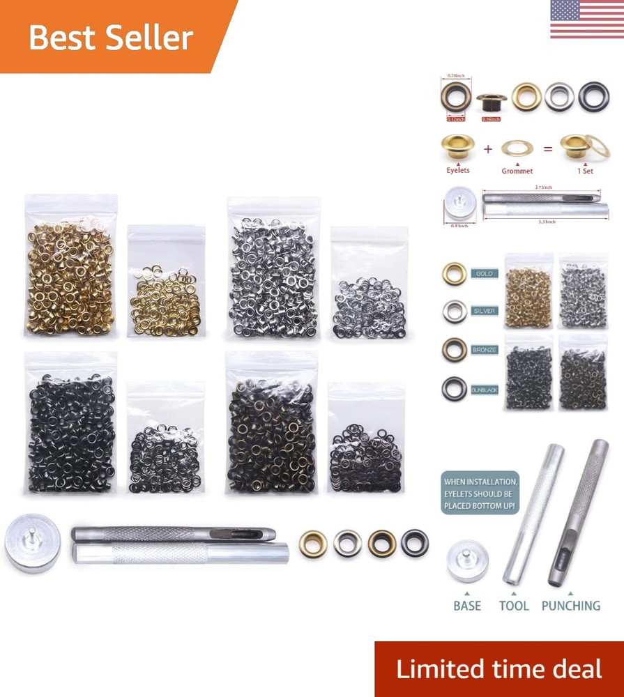 800 Sets Grommet Kit with Install Tool - 4 Colors - DIY Crafts Projects