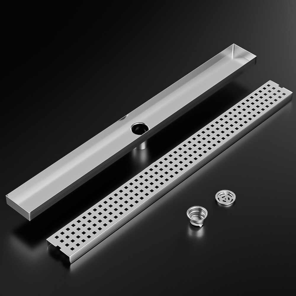 Invisible Linear Shower Floor Drain Square Rectangular Bathroom Stainless Steel