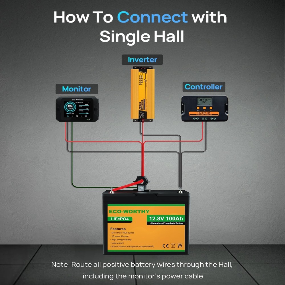ECO-WORTHY Hall Sensor AC to DC Transmitter, Input 300A Additional Accessorie...
