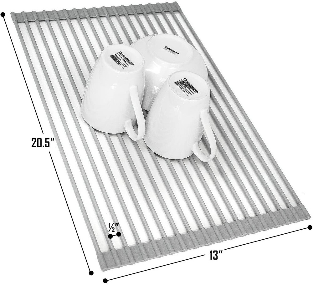 Sorbus Over the Sink Multipurpose Roll-Up Dish Drying Rack (Warm Gray)