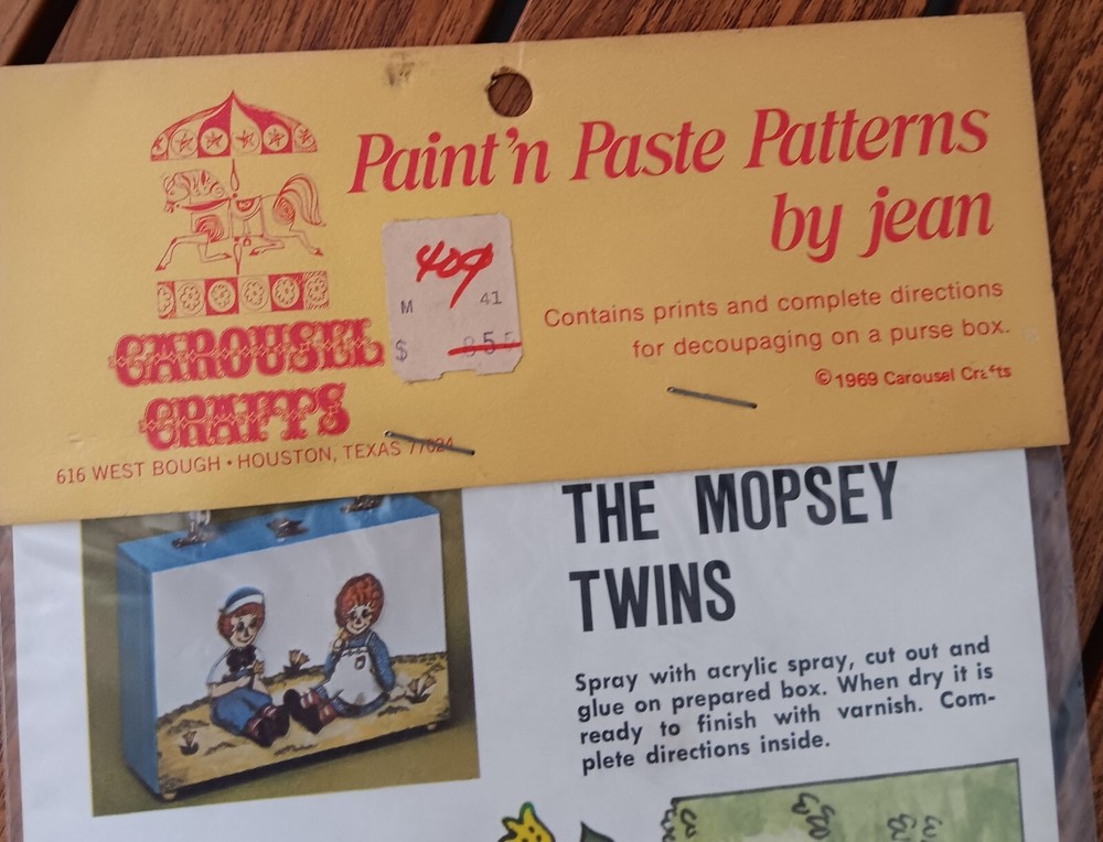 1969 Paint'n Paste Patterns By Jean 4 Different Patterns. Never Opened.