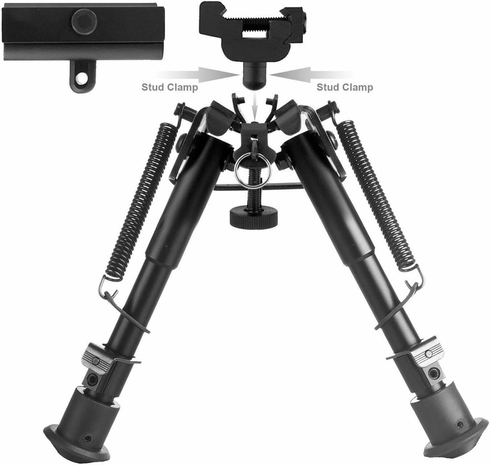 6,9" Harris Style Rifle Bipod Adjustable Spring Return with Adapter For Shooting