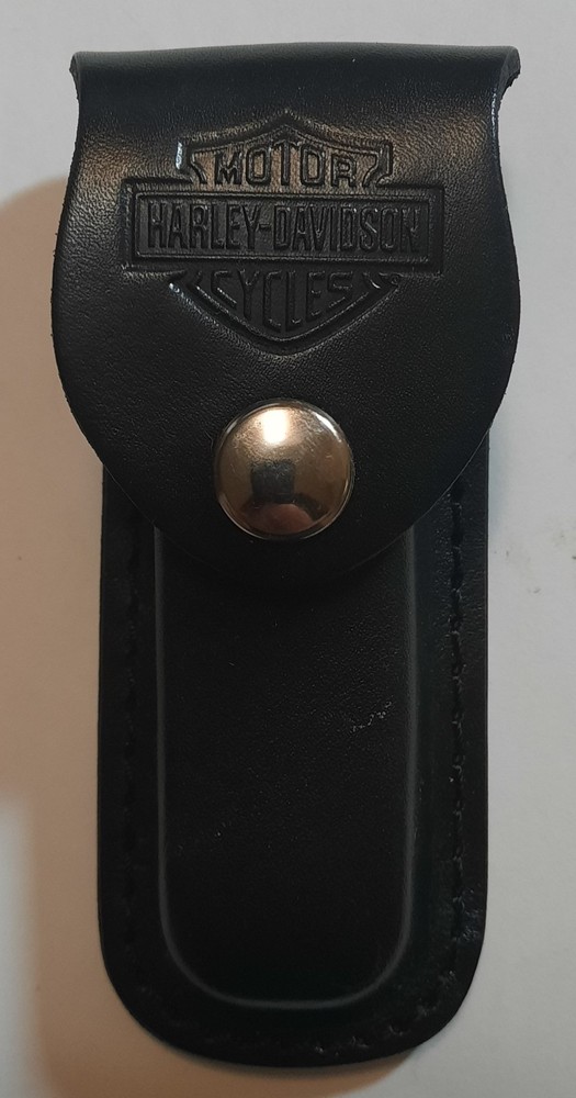 Case Harley Davidson Medium Knife Sheath Black Leather with Harley Davidson Logo