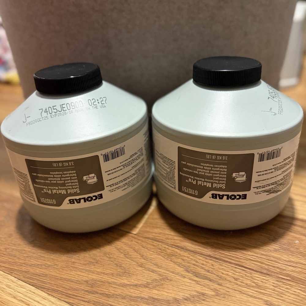 2x ECOLAB Solid Metal Pro 6110751 Solid Destaining Machine Warewashing Detergent