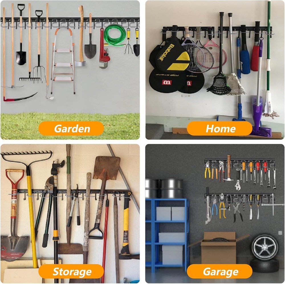 64'' Adjustable Garden Tool Organizer Garage Storage System W/ Hooks Wall Mount