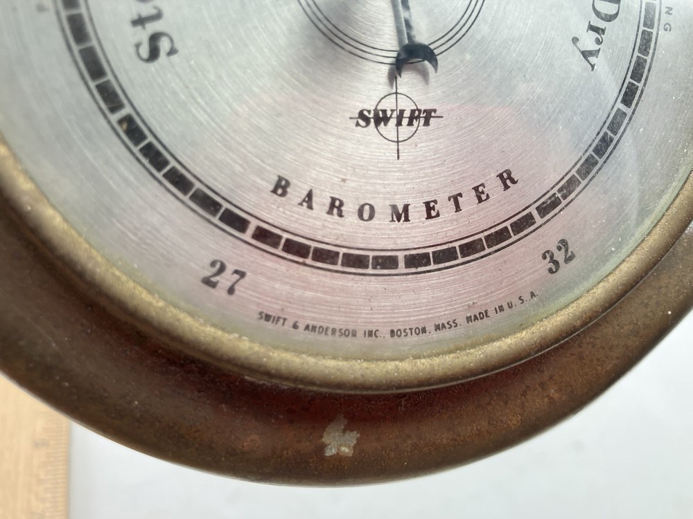 Swift & Anderson Wall Barometer Brass 5" Vintage Untested