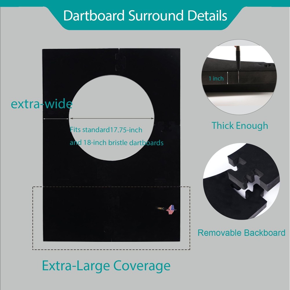Extended Dartboard Surround, Large Dart Board Wall Protector with Scoreboard ...