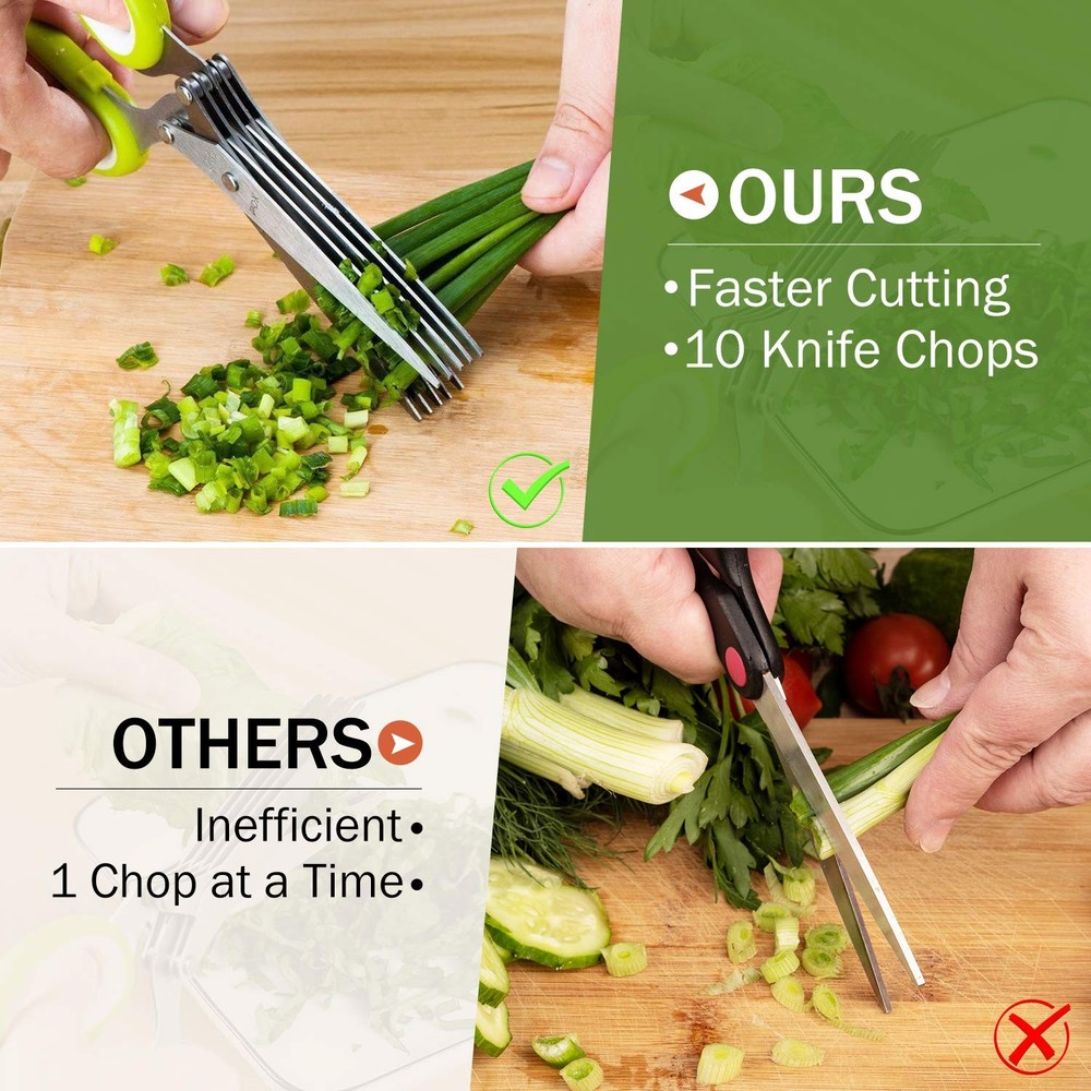 Herb Scissors, XChef Multipurpose 5 Blade Kitchen Herb Shears Herb Cutter wit...