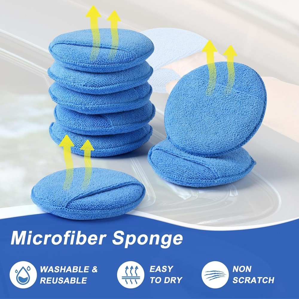 Wax Applicator Pad (8 Pack), 5 Inch Microfiber Applicator Pad with Finger Pocket