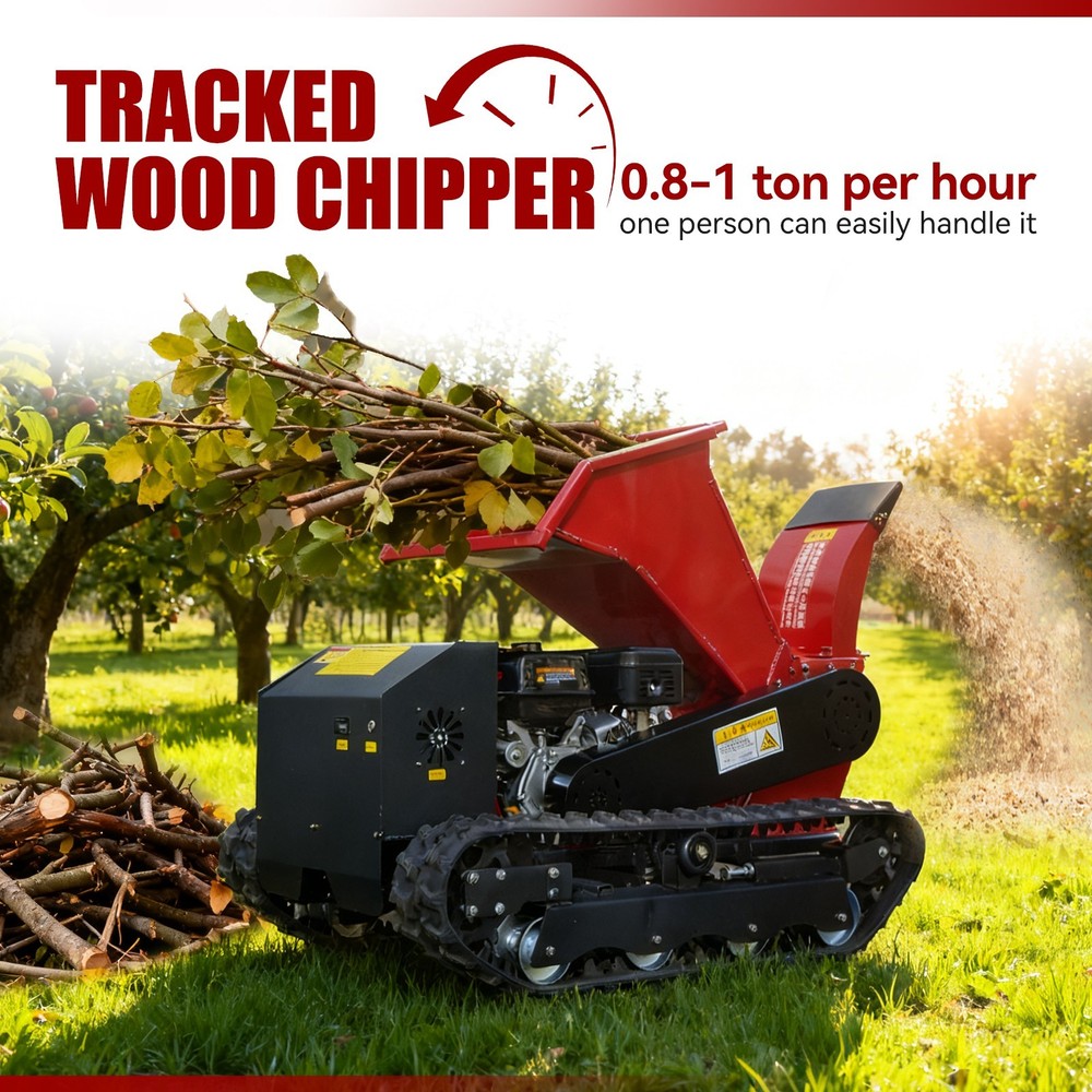 Remote-controlled wood chipper, suitable for complex terrains such as orchards.