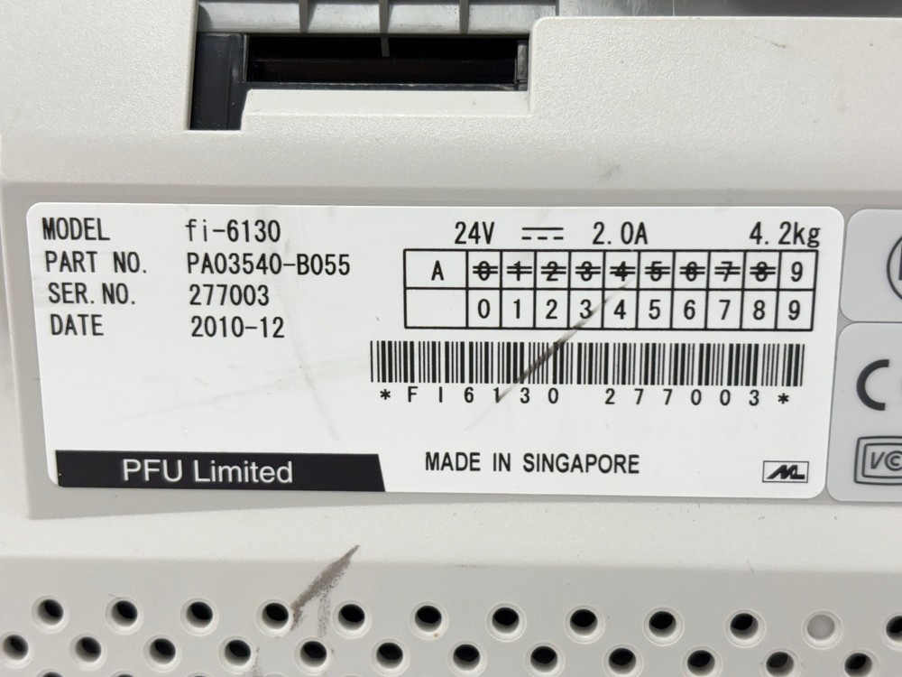 PRE OWNED | Fujitsu fi-6130 Duplex Document Scanner Only - White No Pwr Adapter