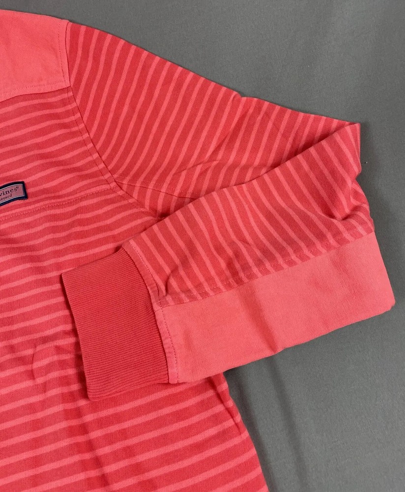 Vineyard Vines Golf Pullover Shep Shirt Medium Red Striped Cotton Polyester $128