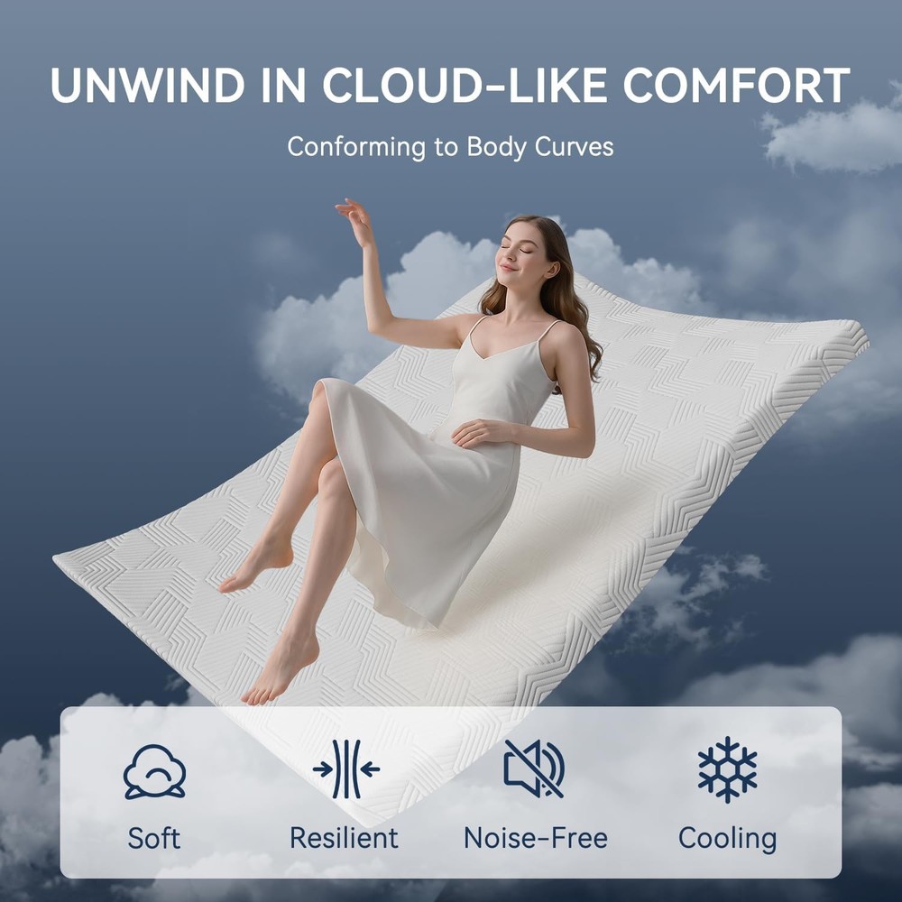 4in King Memory Foam Topper Gel Cooling