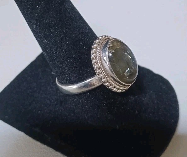 Indian Sterling Silver Labradorite Ring SZ 7 Adjustable