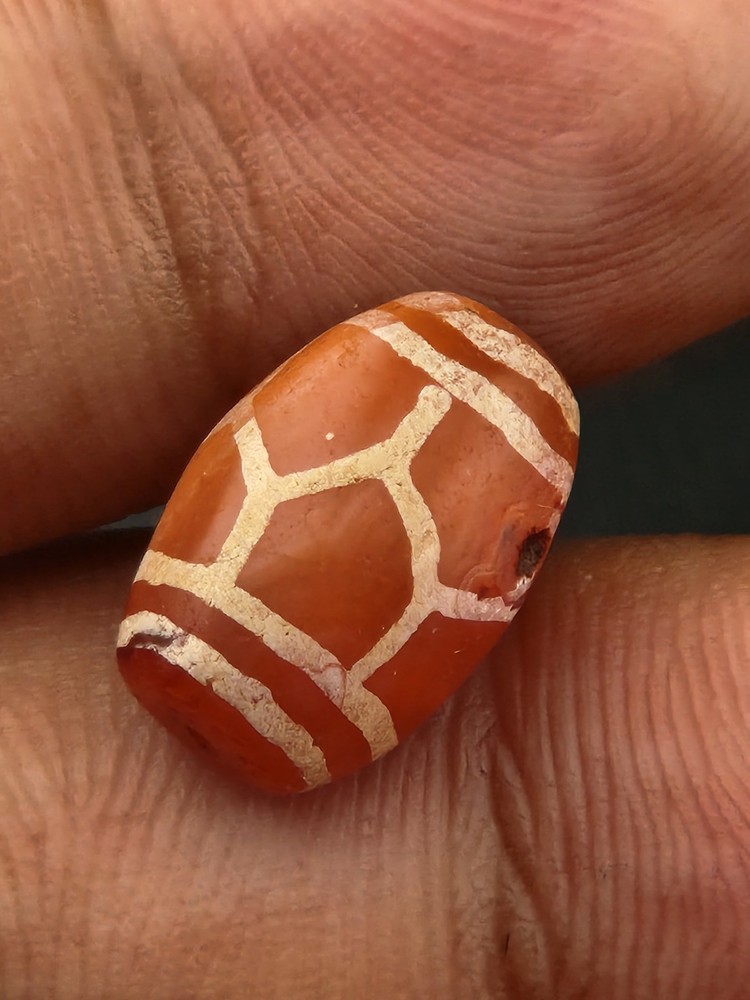 Ancient Etched Carnelian Longevity Bead over 2000 Year Old In great Condition