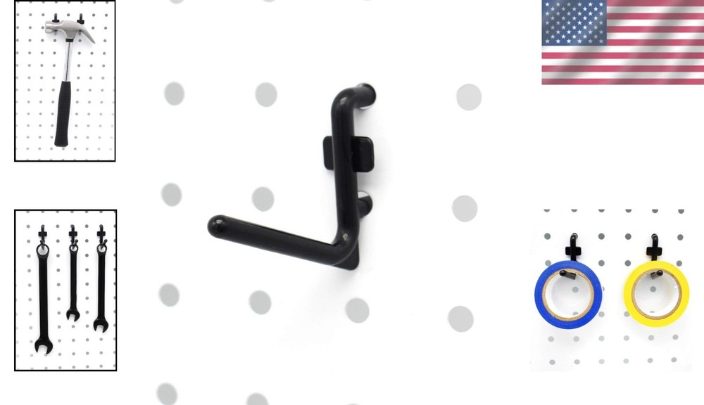 Adjustable 1.5 Inch Black Pegboard Hooks - 100 Pack for Tool Organization
