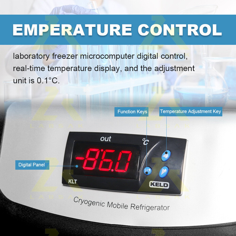 20L Black -86° Ultra-Low Temperature Freezer Laboratory Samples Storage Fridge