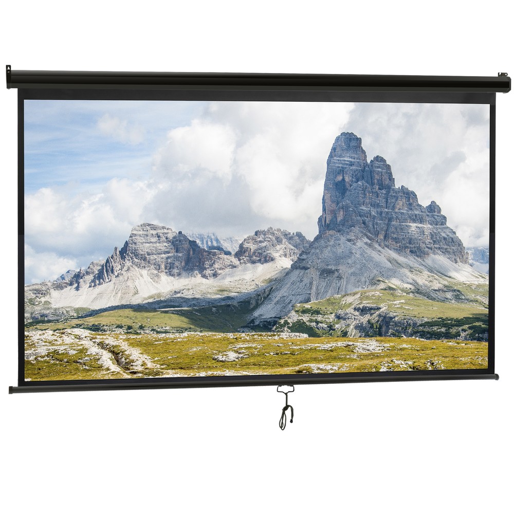 100" Projection Screen Manual Pull Down 16:9 HD Projector Home Theaters Movie