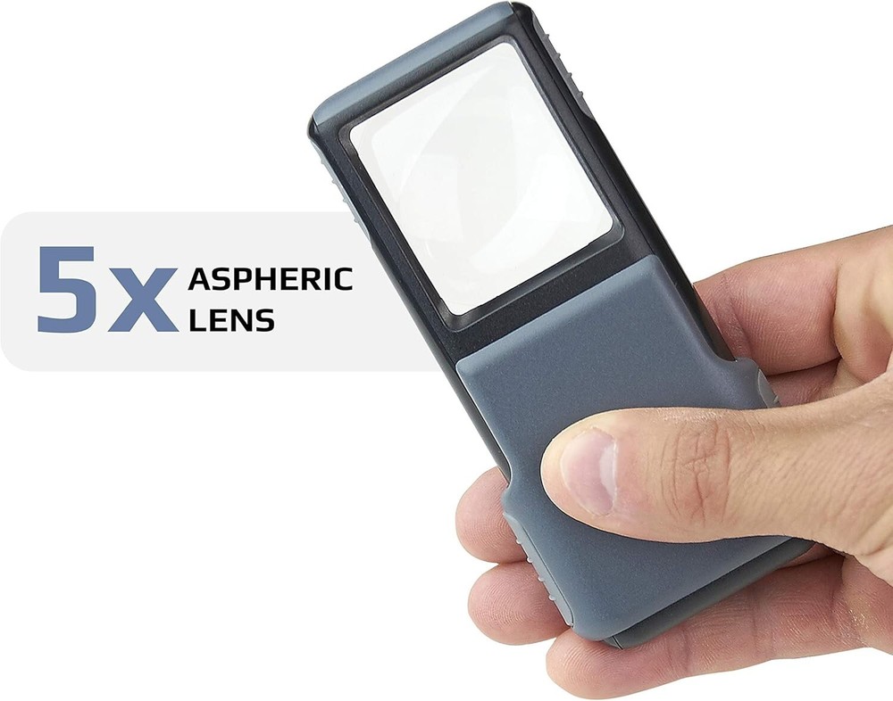 LED Lighted Magnifier 5X Acrylic Compact Low Vision Reading Inspection