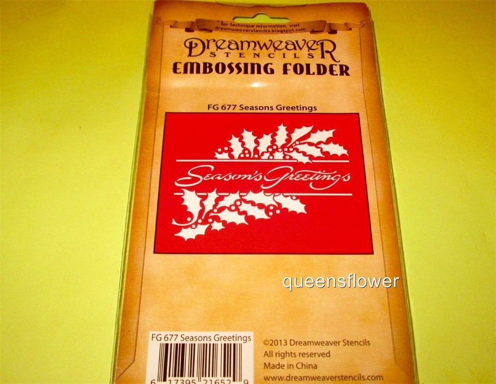 STAMPENDOUS DREAMWEAVER EMBOSSING FOLDER SEASONS GREETINGS