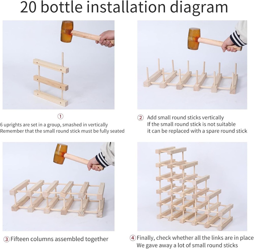 Wine Rack Small countertop Cabinet Stackable Storage Wooden freestanding Floor