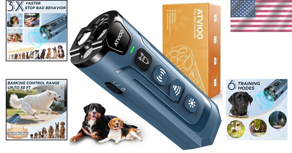 3X Faster Ultrasonic Dog Bark Control with 50FT Range - Pocket-Sized Solution