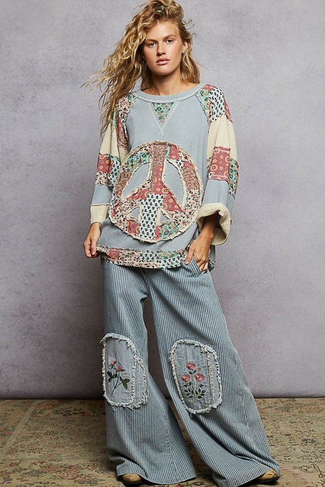 "All the Peace" Light Blue Thermal Peace Top